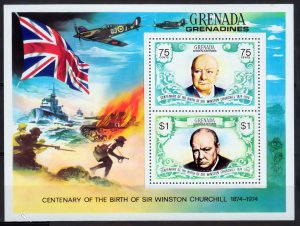 Grenada Grenadines 1974 Sc#31 SIR WINSTON CHURCHILL/WWII Souvenir Sheet MNH