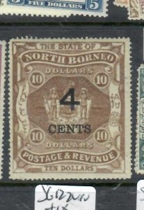 NORTH BORNEO 4C/$10.00  ARMS SG 124    MOG    P0507H