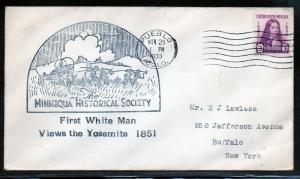 US Minnequa Historical Society Yosemite Cachet 1933 A246