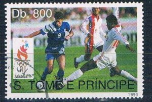 Saint Thomas and Prince Islands 1155 Used Soccer ll 1993 (S1200)+