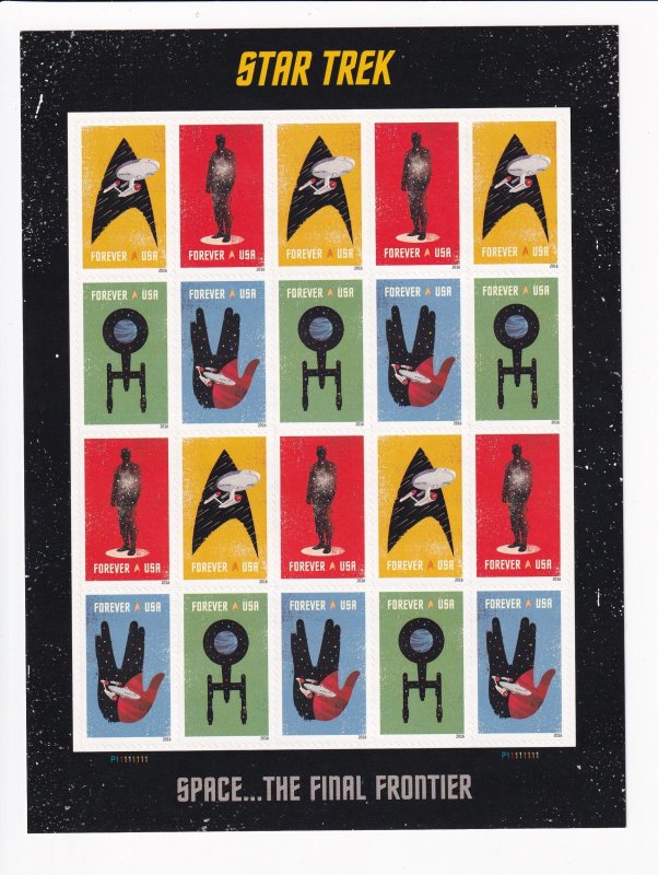 U.S.: Sc #5132-35, Star Trek Forever Stamps, MNH, Sheet of 20