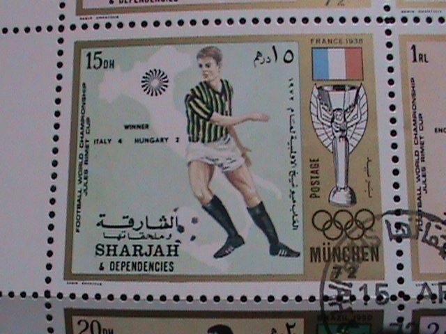 SHARJAH 1972 OLYMPIC GAMES MUNICH'72   SOCCER CHAMPIONSHIPS -CTO SHEET