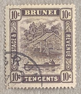 Brunei 1912 10c purple on pale yellow, used. Scott 28b,  CV $4.75. SG 42a