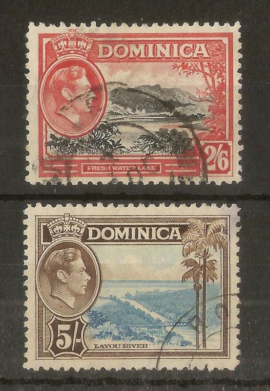 Dominica 1938 2/6d & 5/- Used Cat£18