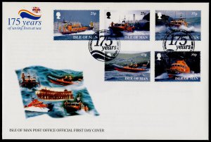 Isle of Man 816-20 on FDC - Royal National Lifeboat Insitution, Lighthouse