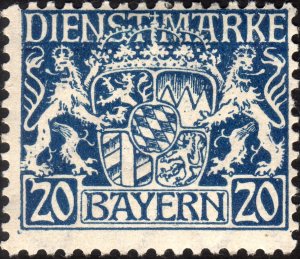 1916, Germany Bavaria, 20pfg, MH, Sc O14