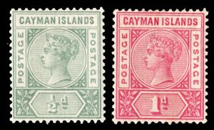 Cayman Islands Scott 1-2 Unused lightly hinged.