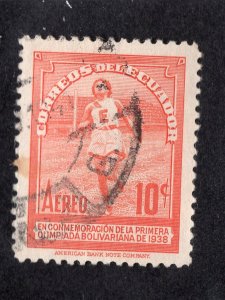 Ecuador 1939 10c salmon Runner, Scott C66 used, value = 25c