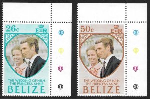 Belize Princess Anne's Wedding set of 1973, Scott 325-326 MNH
