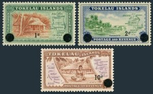 Tokelau 9-11, MNH. Mi 6-8. Map, Scene on Atafu, Nukunono Dwelling,Fakaofo Shore.