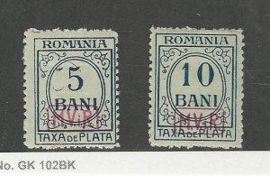 Romania, Postage Stamp, #3NJ1-3NJ2 Mint Hinged, 1918 WWI Occupation