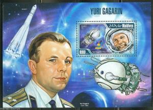 MALDIVES 2013 YURI GAGARIN SOUVENIR SHEET MINT NH