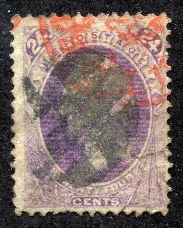 #153, 24c Scott Purple   Red cancel CV $230.00