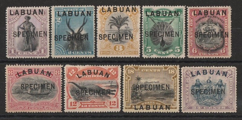 LABUAN : 1894 Pictorial set 1c-24c, SPECIMEN. 