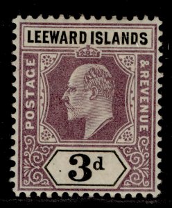 LEEWARD ISLANDS EDVII SG33, 3d dull purple & black, LH MINT. Cat £26.