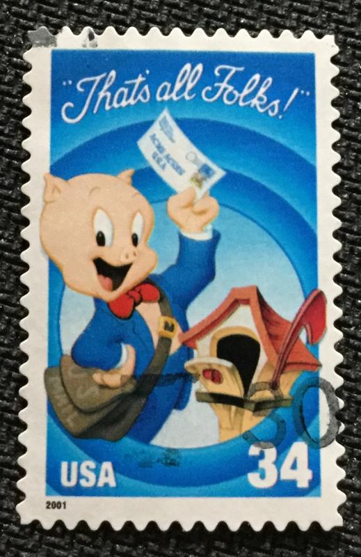US #3534a Used Single Porky Pig SCV $.25