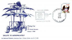 THE FLYING CAR BY M. FIRMIN BOUSSON FRANCE 1900 CACHET COVER TEMPE ARIZONA 1976