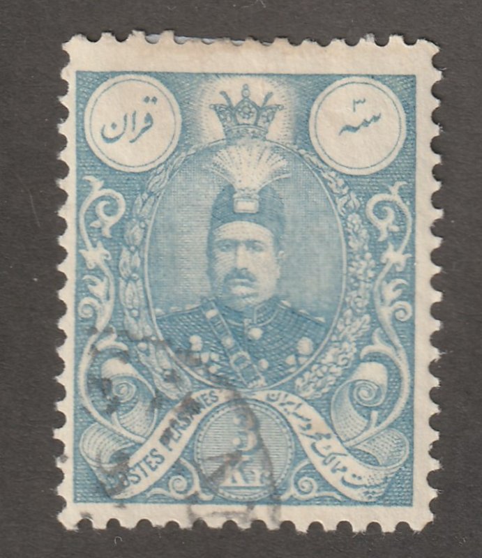 Persian stamp, Scott#438, used, hinged, 3Kr, pale blue, #ed-103A