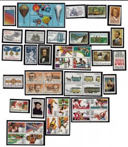 1983 USPS Year Set, MNH in mounts.  Sc# 2031 - 2065 & C101 - C112. 47 stamps 
