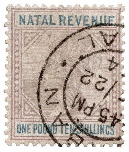 (I.B) Natal Revenue : Duty Stamp £1 10/- (1888)