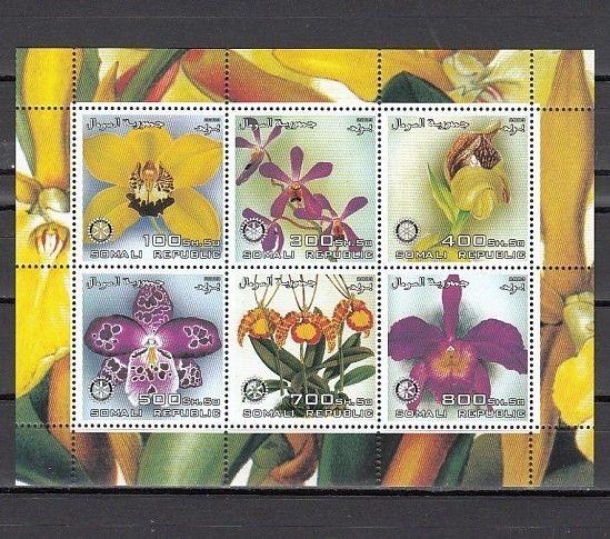 Somali Rep. 2003 Cinderella issue. Orchids on a sheet of 6. Rotary logo.