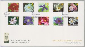Guernsey 2004 Raymond Evison Clematis,  Set of 10 on FDC