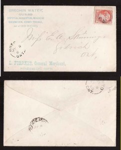 Canada-cover #13933-3c-Ontario-Brechin-Jy 8 1880-CC Brechin Water Cures-L.For