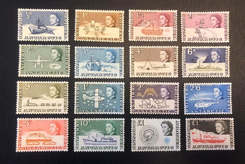 Tangstamps: British Antarctic SG #1-15, Sc #1-14 & #24 Most MNH  (#24 LH) CV$335