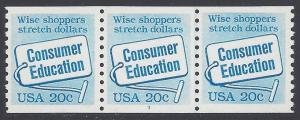 SCOTT  2005  CONSUMER EDUCATION  20¢  PLATE NUMBER COIL OF 3  PLATE #3  MNH