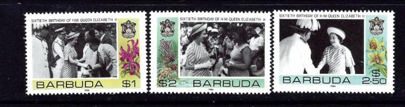 Barbuda 779-81 MNH 1986 QEII 60th Birthday