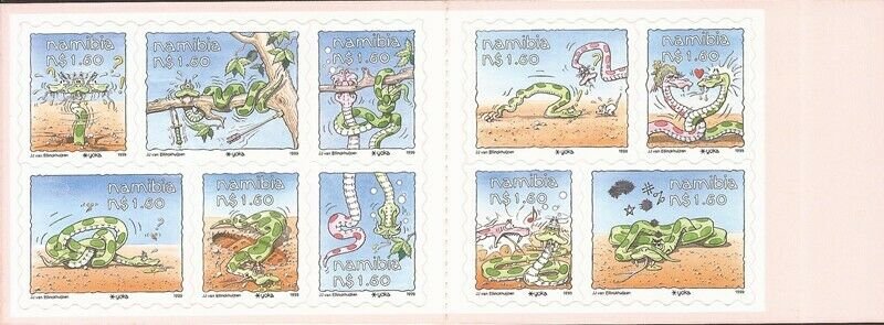 Namibia - 1999 Yoka the Snake Cartoon - 10 Stamp Booklet - Scott #931a