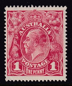 Sc# 61 1918-23 Australia 1 pence KGV MVLH perf 14½ x14 Wmk 11 CV $26.00 Stk #2