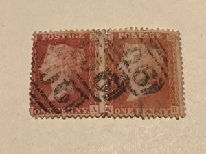 Great Britain Penny Red used stamps pair A15938
