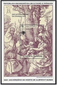 St Thomas & Prince Isls 527,MNH. Michel Bl.40. Albrecht Durer.IYC-1979,Christmas