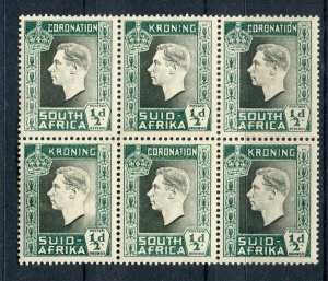 SOUTH AFRICA; 1937 early GVI Coronation issue Mint hinged 1/2d. BLOCK
