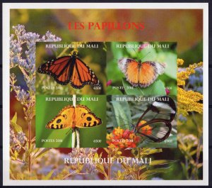 Mali 2011 BUTTERFLIES AND FLOWERS  DELUXE SOUVENIR SHEET IMPERFORATED MNH