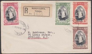 TONGA 1944 Jubilee values used on cover Nuku'alofa to New Zealand...........T561