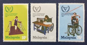 MALAYSIA 1981 International Year of Disabled Persons Set of 3V SG#220-222 MLH