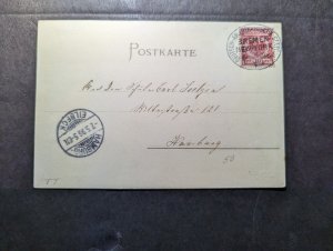 1896 Germany Norddeutscher Lloyd Seapost Postcard Cover to Hamburg Germany