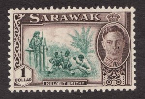 1950 Sarawak Sc #192 - $1 KGVI, Kelabit Smithy, Foundry. MH Cv$32.50