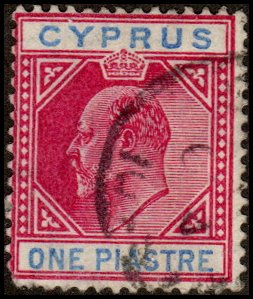 Cyprus 52 - Used - 1pi Edward VII (Wmk 3) (1904) (cv $1.10)
