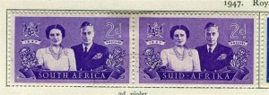 SOUTH AFRICA; 1947 early Royal Visit issue fine used 2d. Pair 