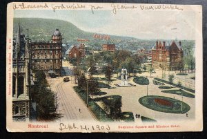 1922 Montreal Canada Picture Postcard Cover To New York Usa Dominion Square