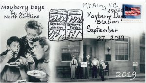 19-224, 2019, Mayberry Days, Pictorial Postmark, Event Cover, Mt Airy NC