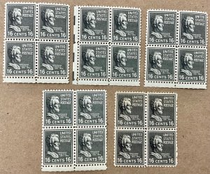 821 Abraham Lincoln  Prexie Series 16 cent VF MNH 20 stamps FV $3.20 issued 1938