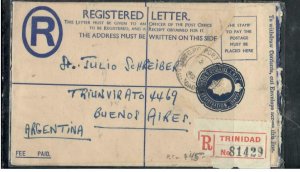 TRINIDAD  & TOBAGO COVER (P1808B) 1949 KGV1 RLE 6C+24CX2 REG A/M TO ARGENTINA 