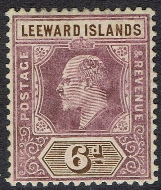 LEEWARD ISLANDS 1905 KEVII 6D WMK MULTI CROWN CA