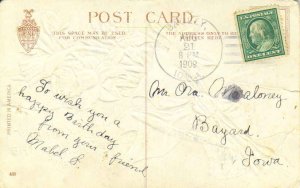 United States Iowa Bagley 1909 4a-bar  PC  Edge wear, small  crease at bottom...