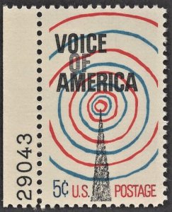 US 1329 MNH VF 5 Cent Voice of America Plate # 29043 Single