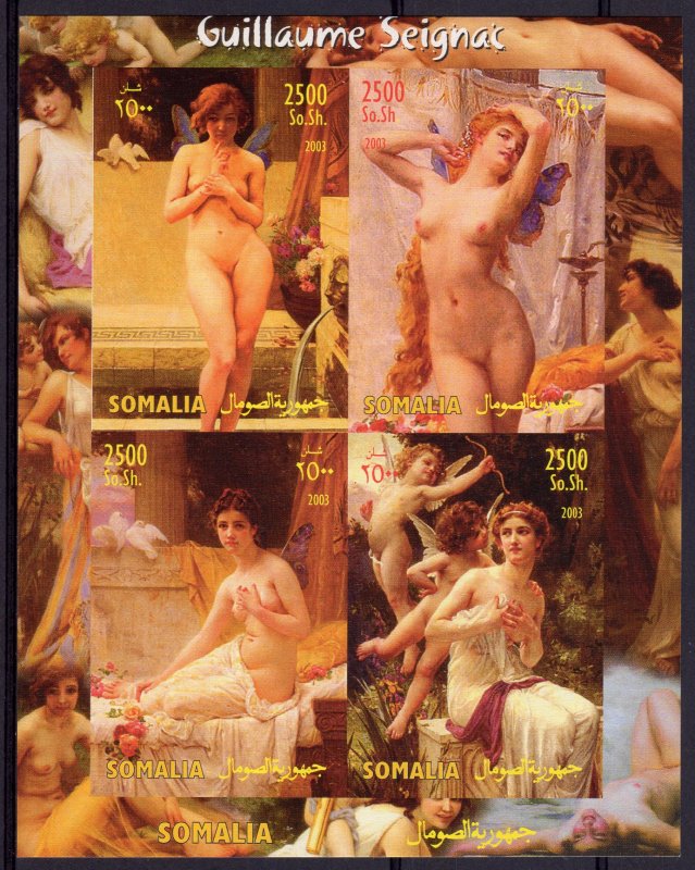 Somalia 2003 Guillaume SEIGNAC Famous Nudes Paintings Sheetlet IMPERFORATED MNH